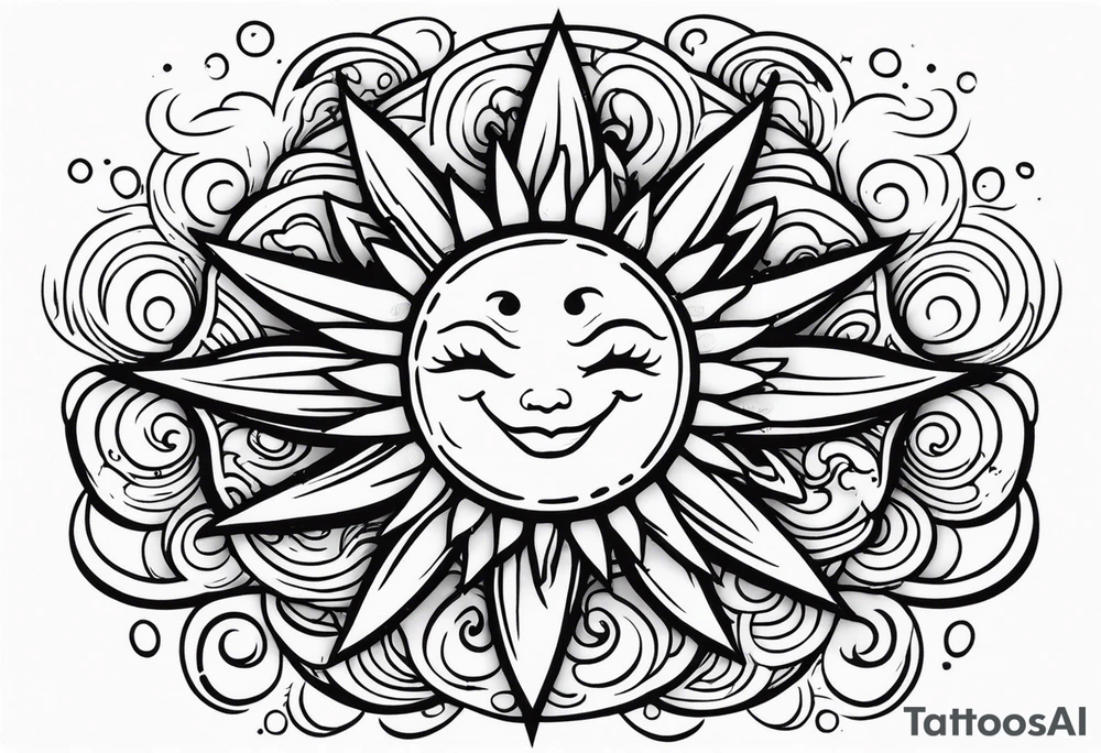 Sun with water at the bottom tattoo idea