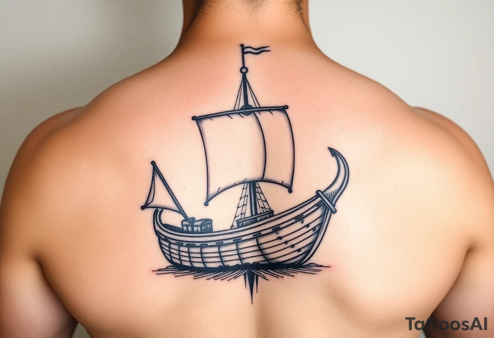vikink ship,frontal tattoo idea