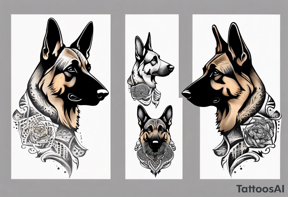 German shepherd profile tattoo idea
