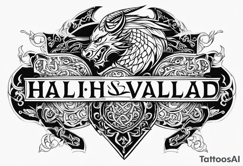 Viking sword Valhalla sheild dragon tattoo idea