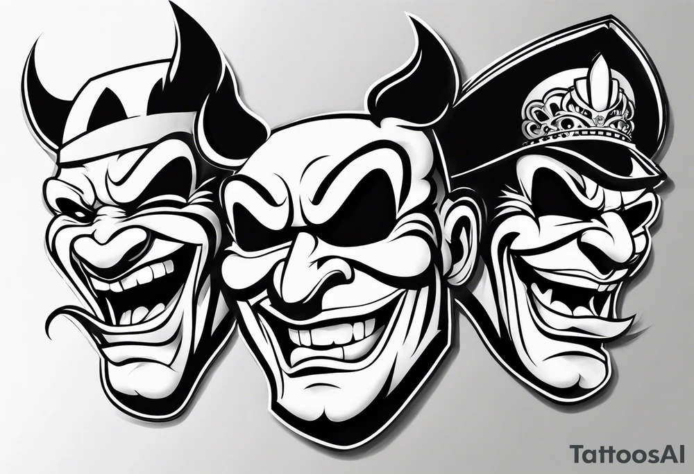 Smile now cry later gangster art masks tattoo idea