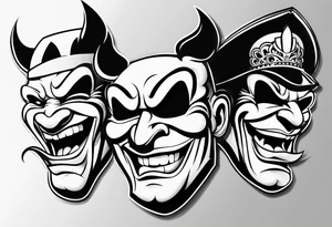 Smile now cry later gangster art masks tattoo idea