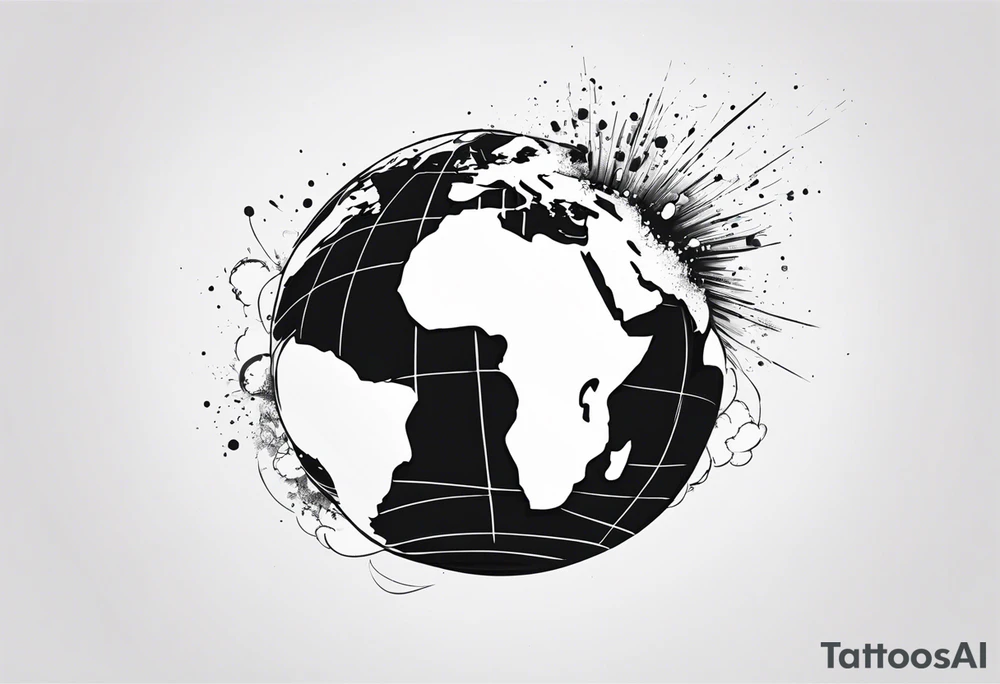 exploding globe tattoo idea