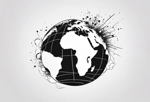 exploding globe tattoo idea