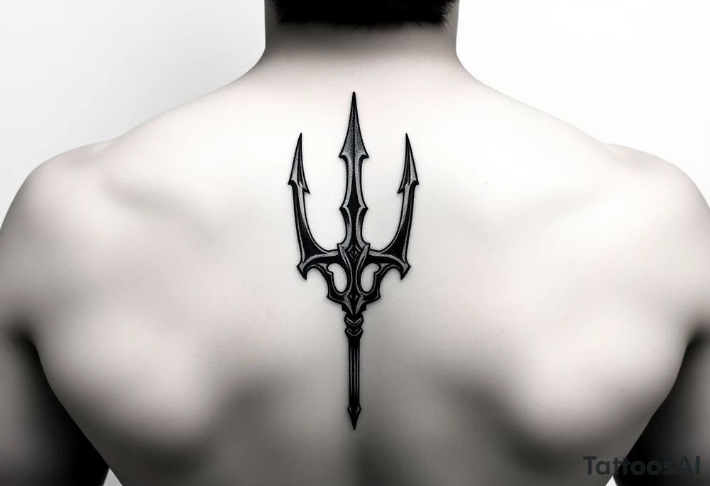 realistic trident tattoo idea