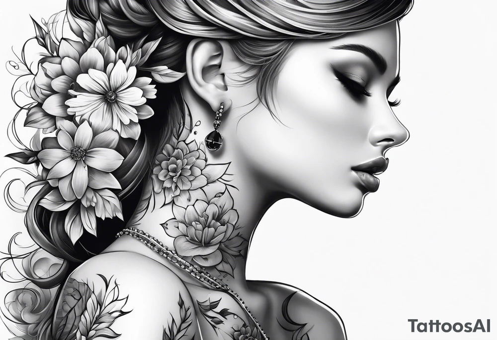 Feminine Spine tattoo with flowers tattoo idea
