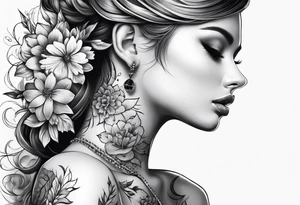 Feminine Spine tattoo with flowers tattoo idea