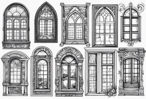 Variety of windows frames flash sheet tattoo idea