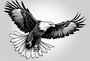 Eagle and a White Dove fly side by side tattoo idea