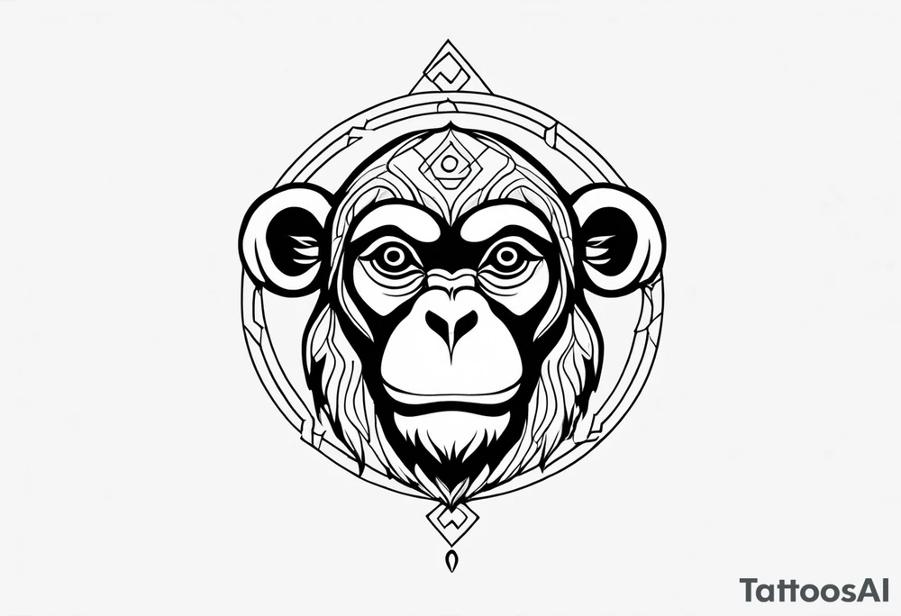 zodiac monkey traditional art tattoo idea