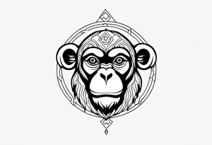 zodiac monkey traditional art tattoo idea