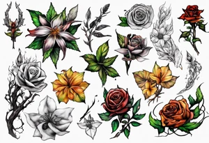 Lord of the rings flowers and leaves tattoo idea
