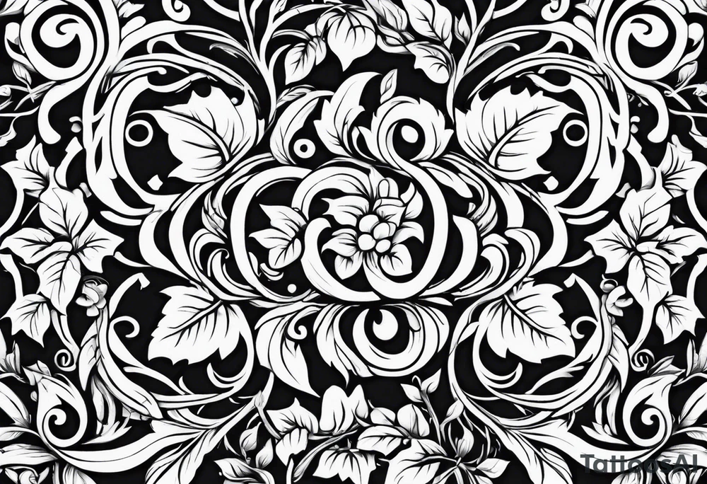 Leafy vines with chain tattoo idea
