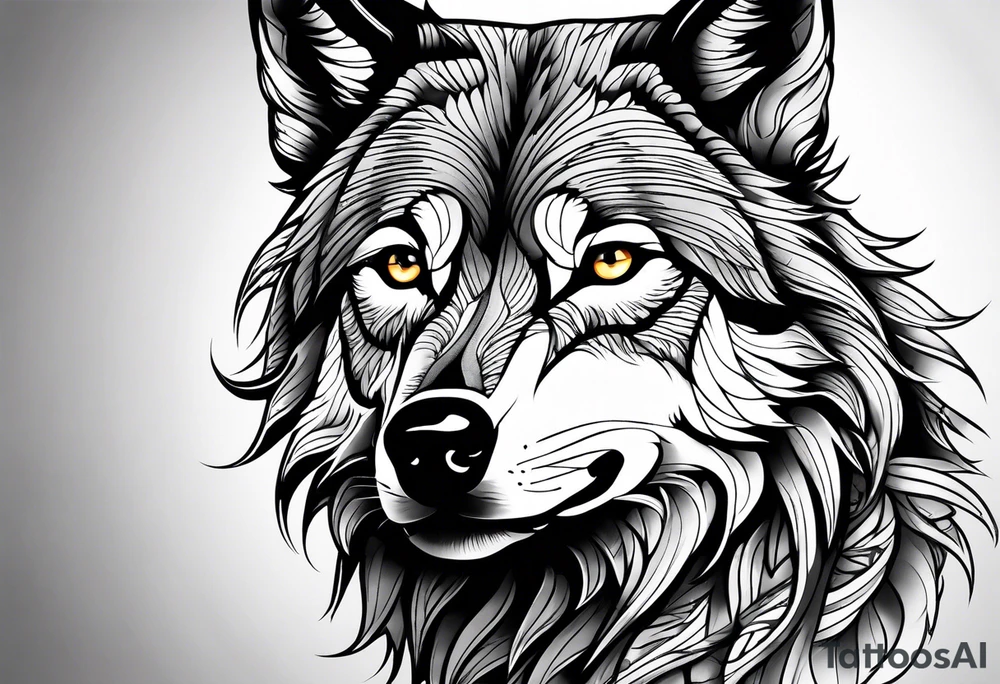 Powerful wolf tattoo idea