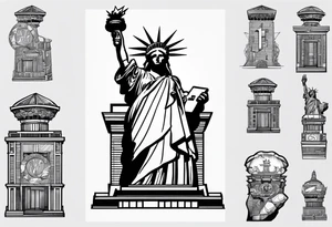 Statue of Liberty handcuffed in a wheelchair tattoo idea