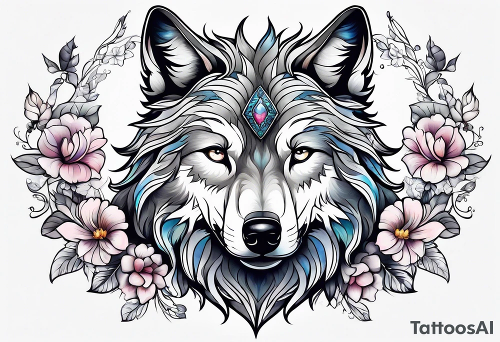Wolf celeste, flower tattoo idea