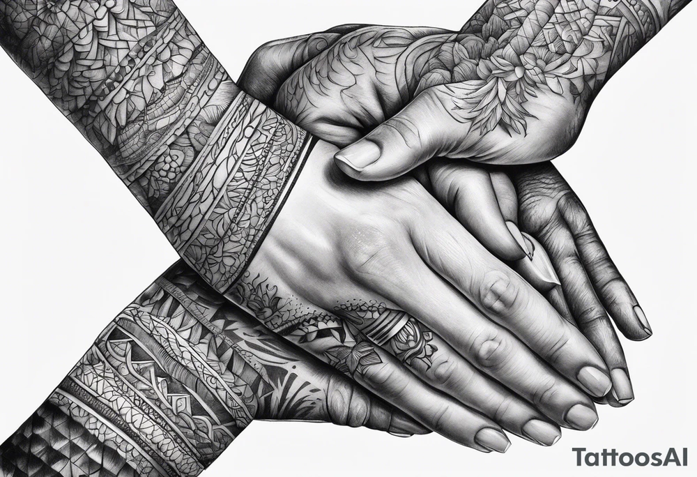 Hands overlapping each other tattoo idea