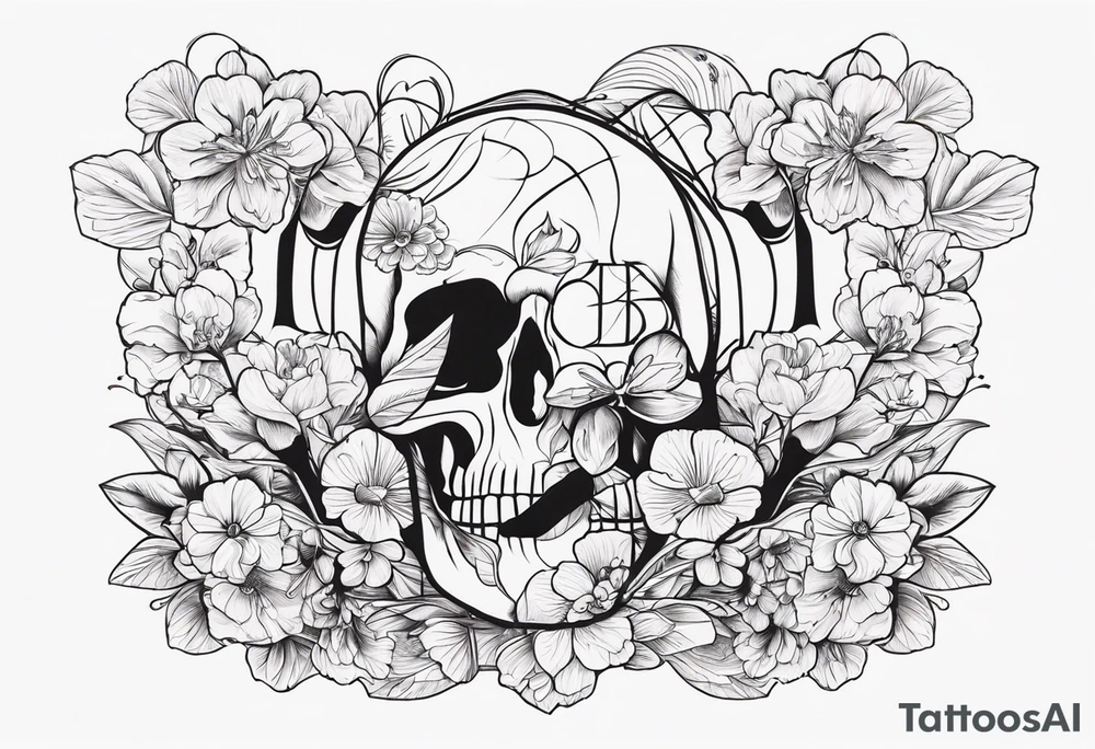 Hourglass skull Sakura tattoo idea