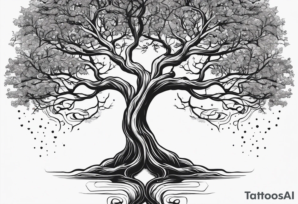Tree with roots, mental health related, simplistic line work tattoo idea