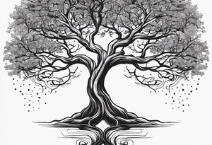 Tree with roots, mental health related, simplistic line work tattoo idea