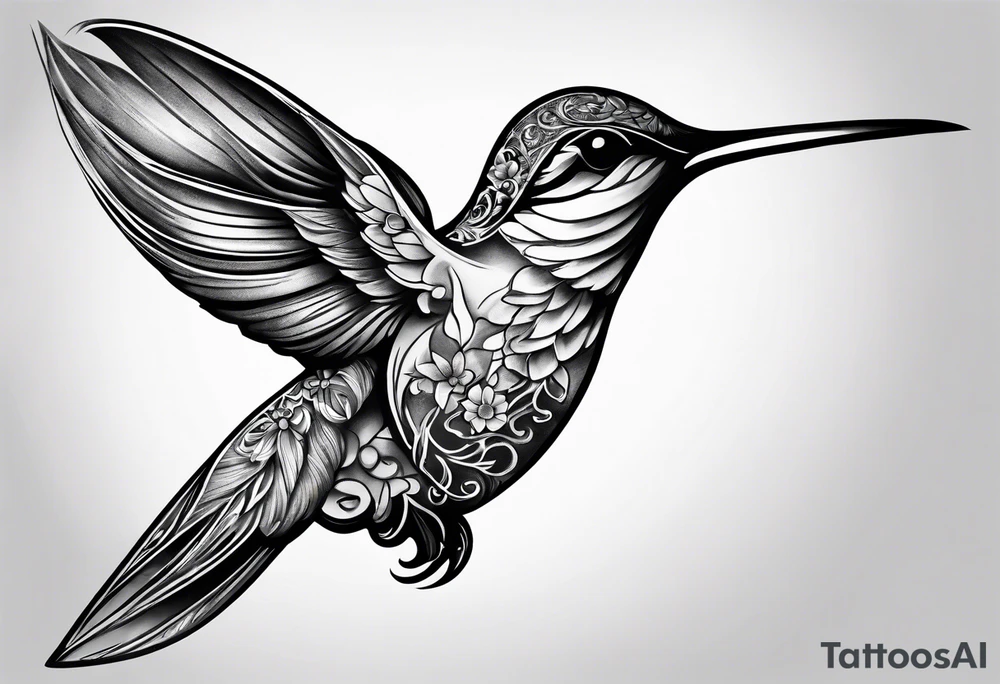 death in a shape of a humming bird tattoo idea