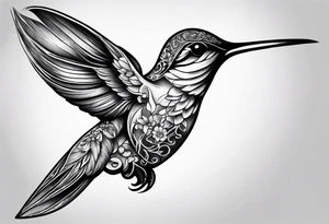 death in a shape of a humming bird tattoo idea