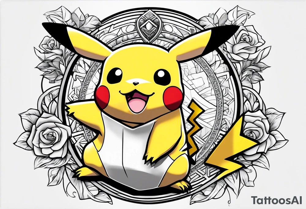 Pikachu drawing mona lisa tattoo idea