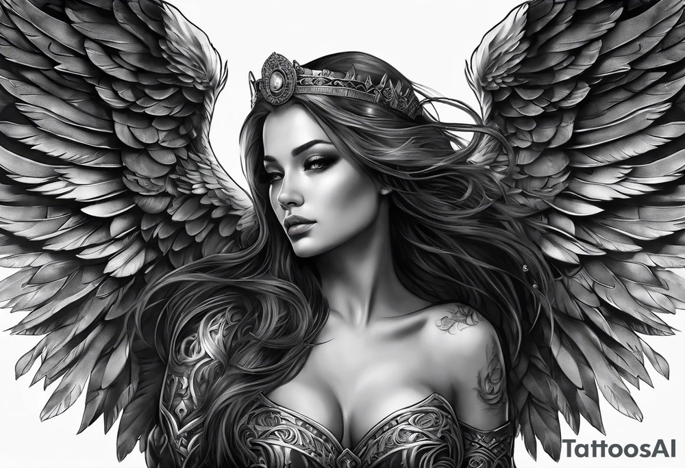 Female dark angel tattoo idea