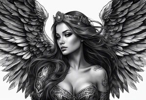 Female dark angel tattoo idea