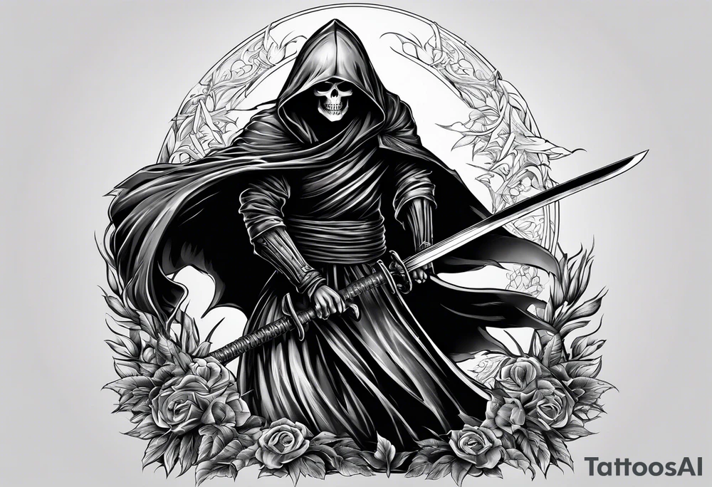 grim reaper with katana tattoo idea