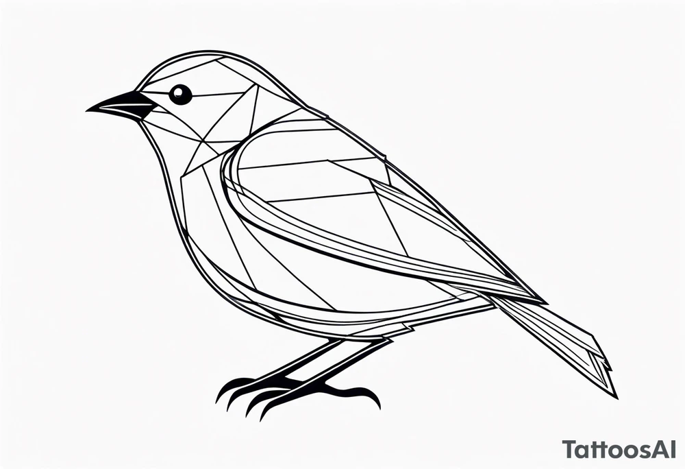 Geometric Black and white blue bird outline with no color tattoo idea