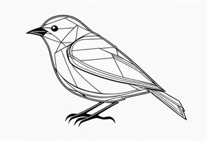 Geometric Black and white blue bird outline with no color tattoo idea