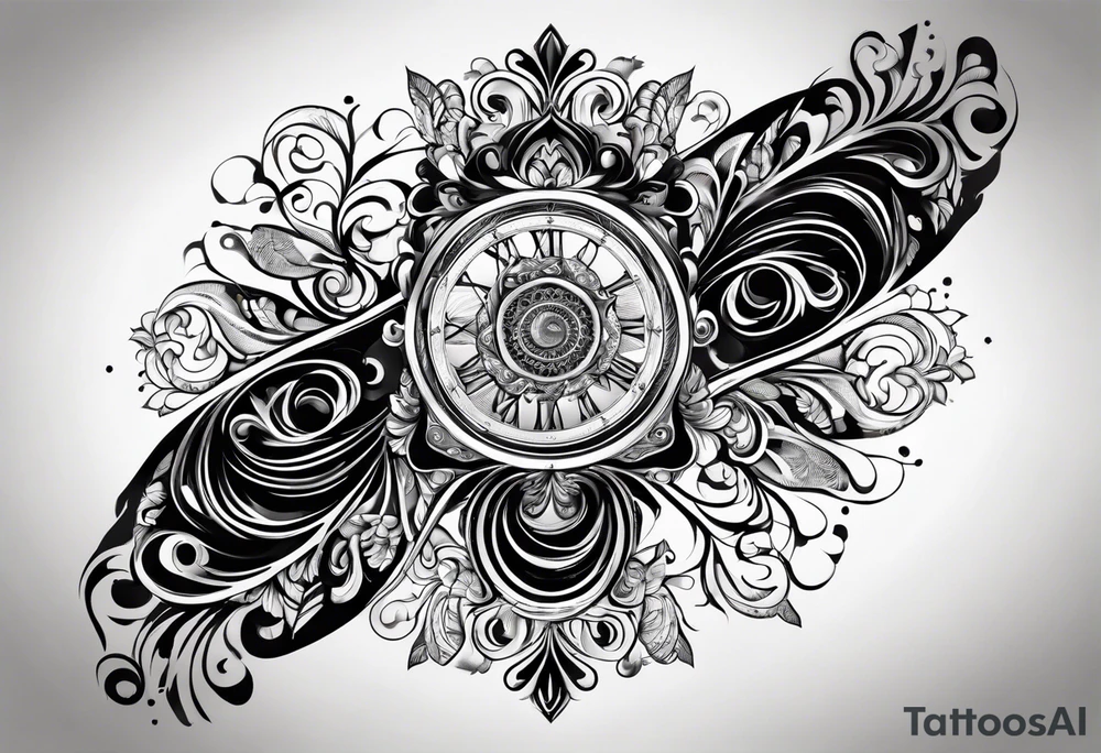 Forearm sleeve and glove with swirls and whirls of black tattoo idea