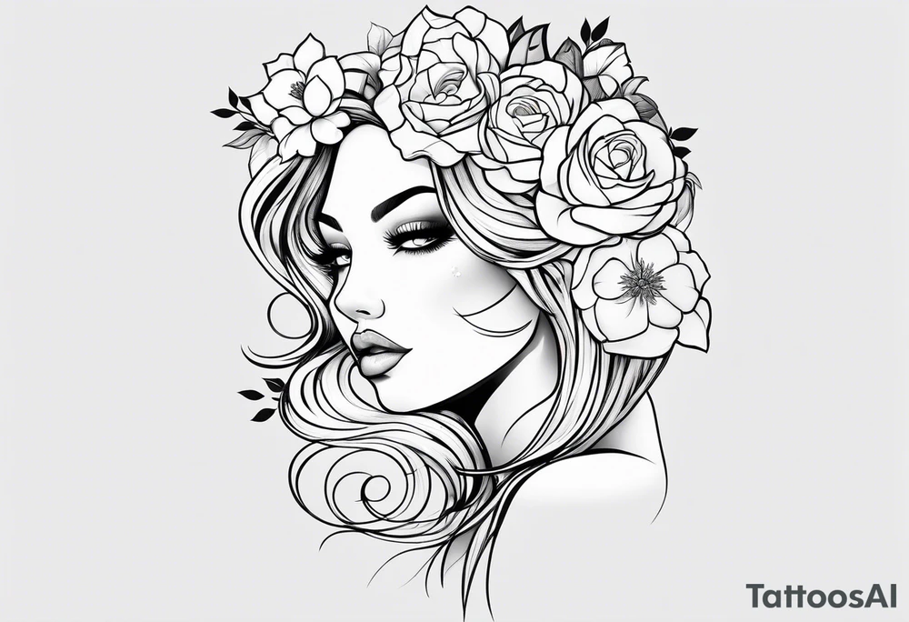 Girly fine line tattoo idea