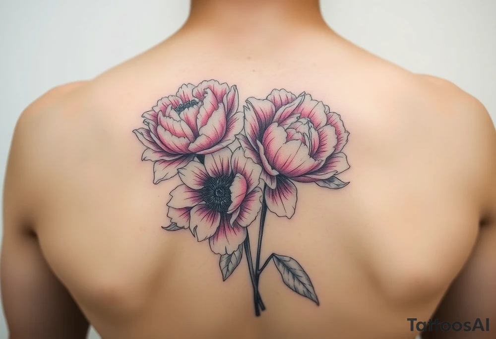 pink peonies on a woman tattoo idea