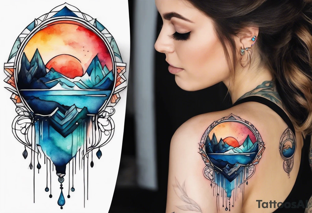 tattoo that represents what goes around comes around water color
 based tattoo idea