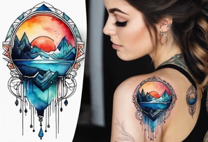 tattoo that represents what goes around comes around water color
 based tattoo idea