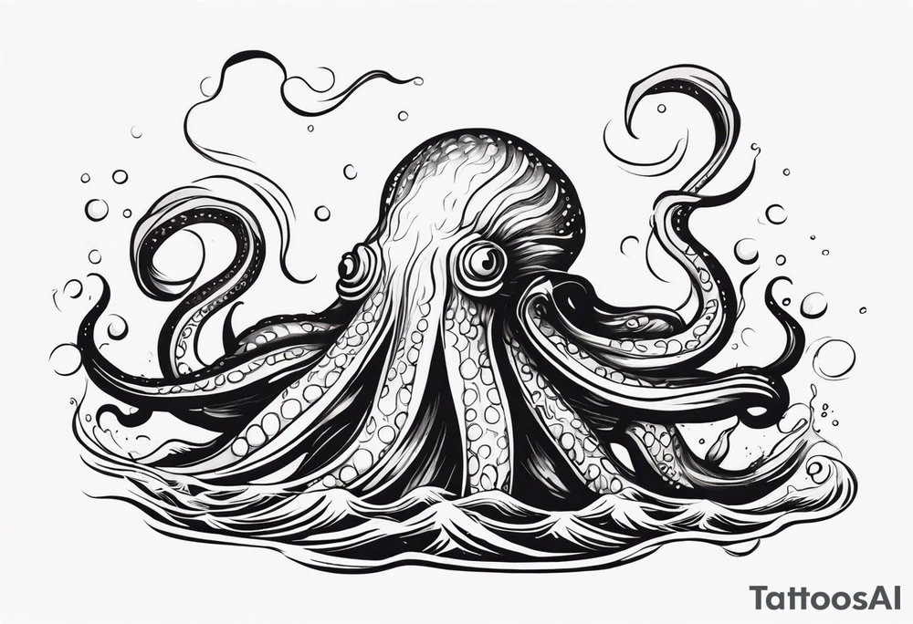 The tentacles of a kraken coming out of the water tattoo idea