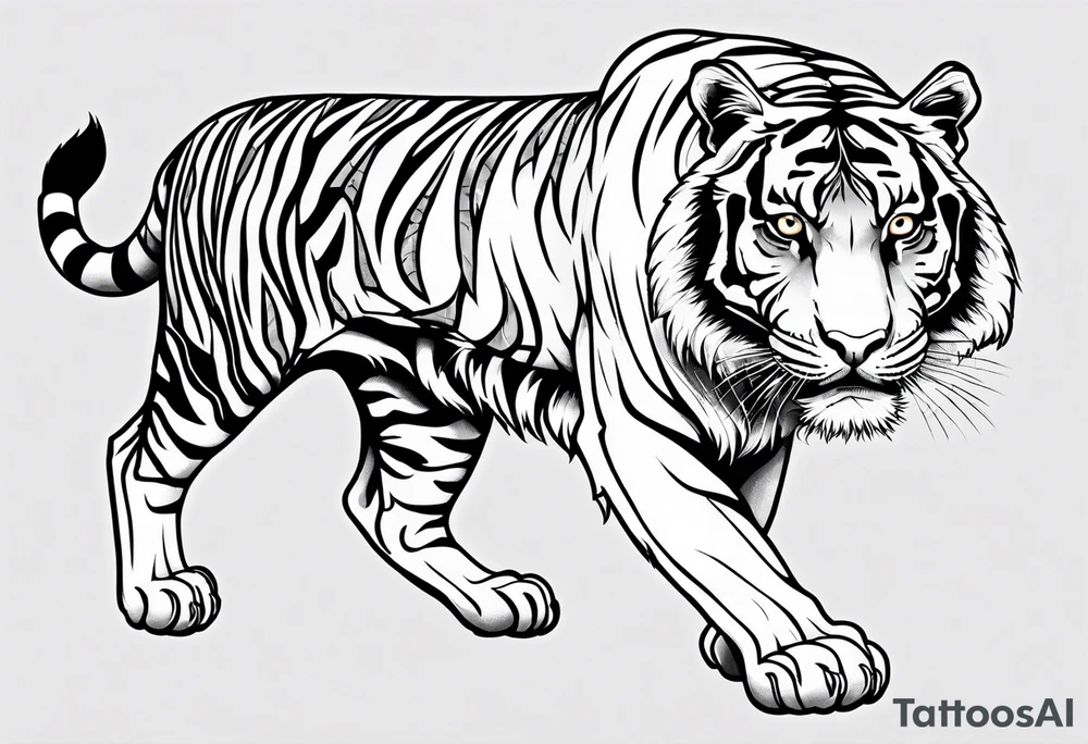 tiger skeleton body hunting tattoo idea