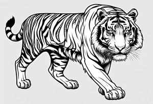 tiger skeleton body hunting tattoo idea