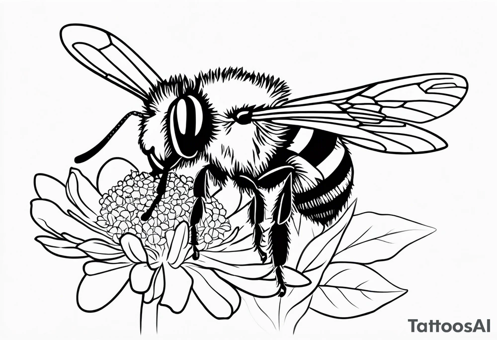 3 in by 2 in minimalist no color tattoo for forearm of a Hydrangea and a very small bee. tattoo idea