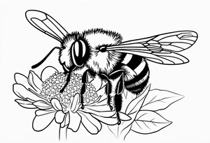 3 in by 2 in minimalist no color tattoo for forearm of a Hydrangea and a very small bee. tattoo idea