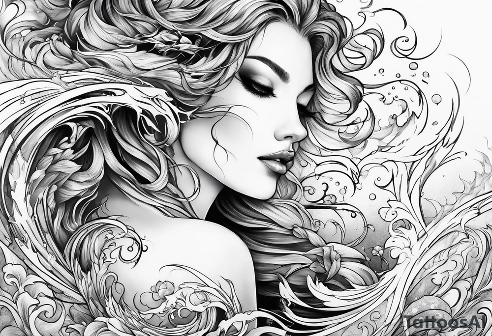flowing water and fire tattoo tattoo idea