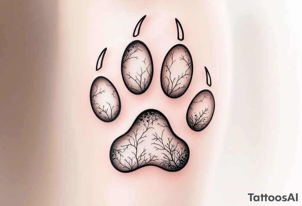 Negative Space Paw Prints – Skin-tone cutouts creating the illusion of paw prints through light and shadow contrast. tattoo idea