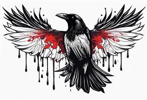 dead raven spreading wings and dripped in blood tattoo idea