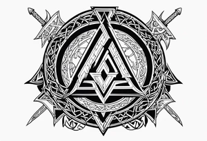 Valhalla valknut shield sword  axe barbed wire tattoo idea