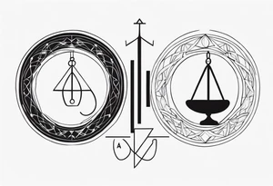 A small fine line combining the Virgo and libra symbols tattoo idea