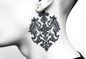 Traditional Russian orthodox design on the side of neck tattoo idea