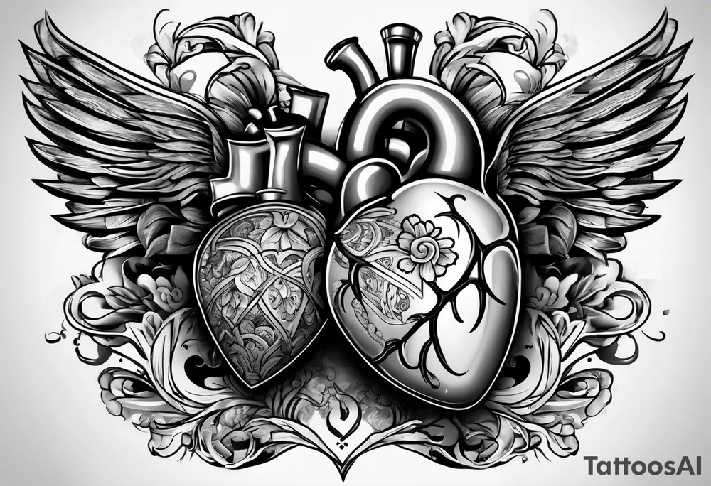 heart with 4 wheels in it tattoo idea