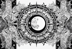 Sun and moon sternum tattoo idea